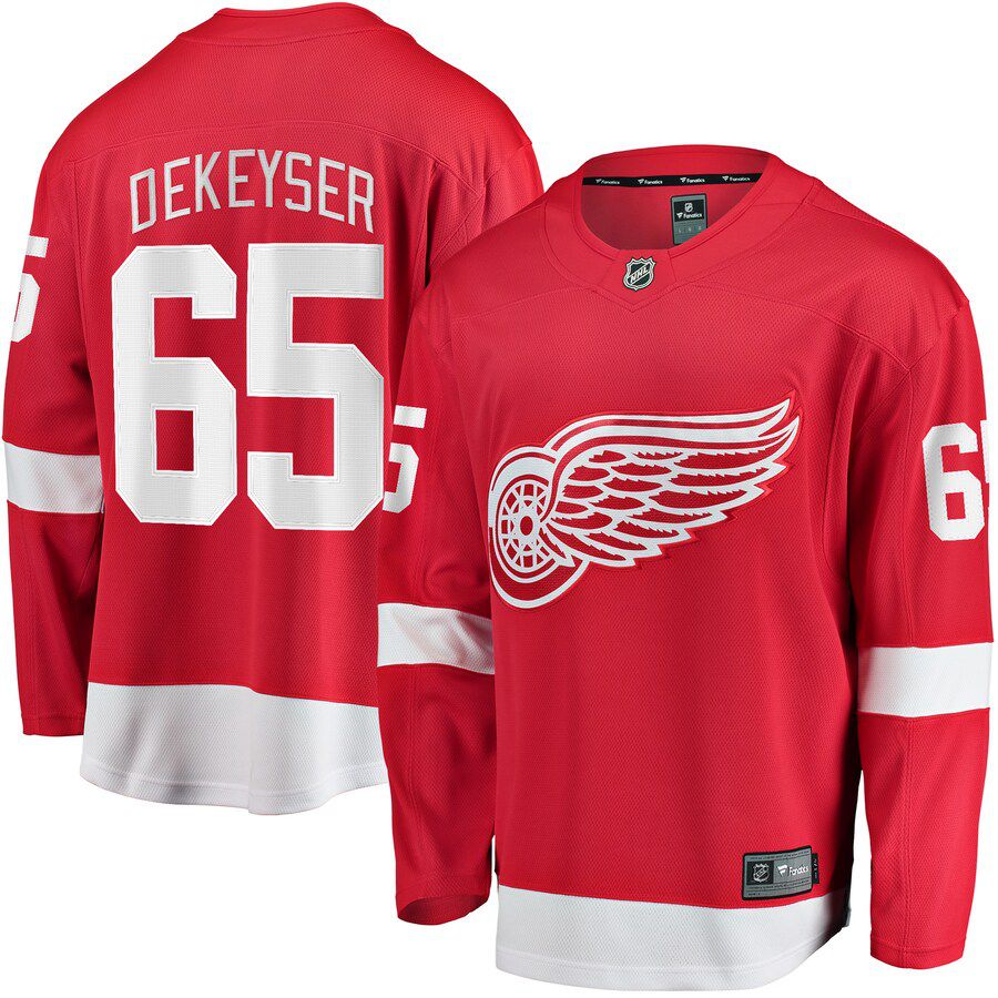 Men Detroit Red Wings #65 Danny Dekeyser Fanatics Branded Red Home Breakaway Player NHL Jersey